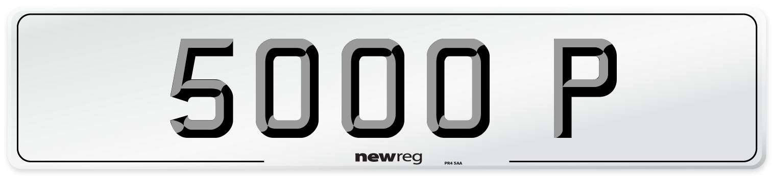 5000 P Number Plate from New Reg